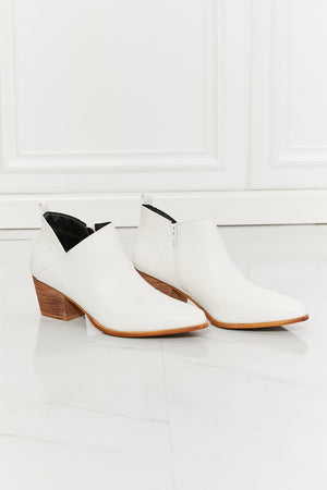 MMShoes Trust Yourself Embroidered Crossover Cowboy Bootie in White-Teresa's Fashionista LLC