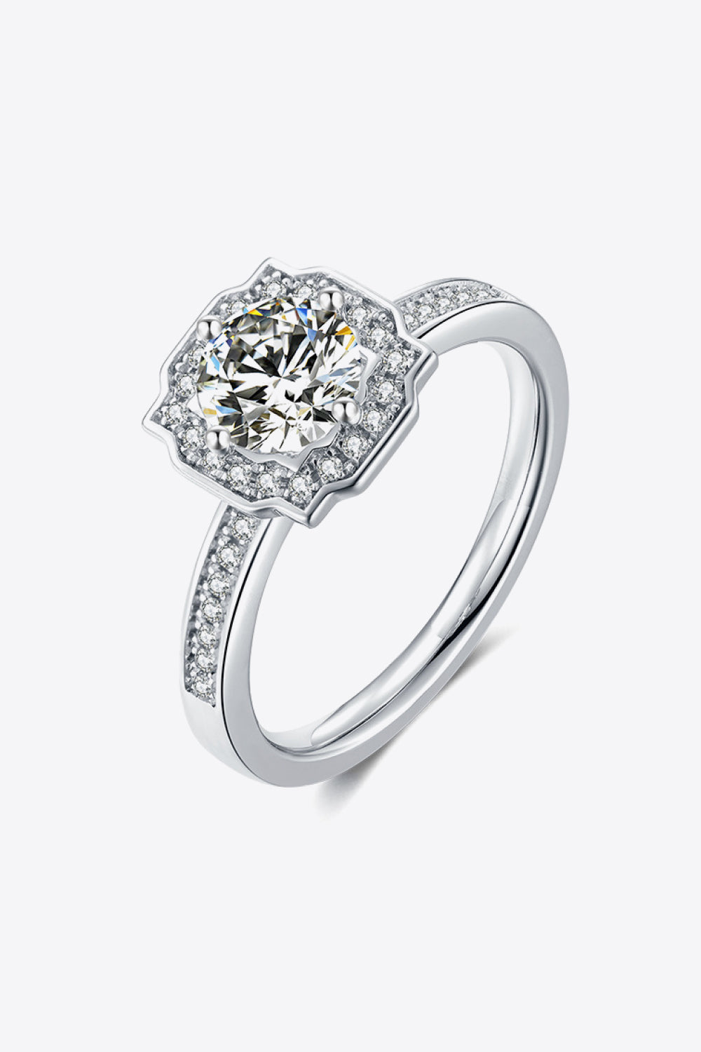 1 Carat Moissanite Platinum-Plated Ring-Teresa's Fashionista LLC