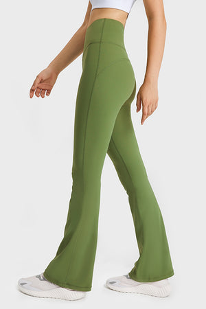 Elastic Waist Flare Yoga Pants-Teresa's Fashionista LLC