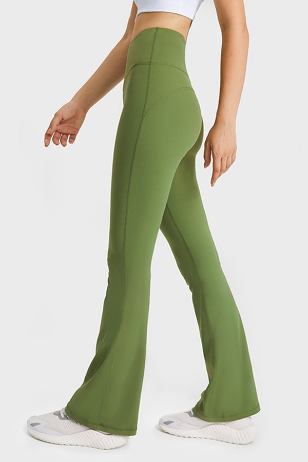 Elastic Waist Flare Yoga Pants-Teresa's Fashionista LLC