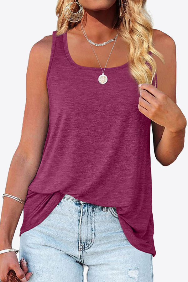 Curved Hem Square Neck Tank-Teresa's Fashionista LLC