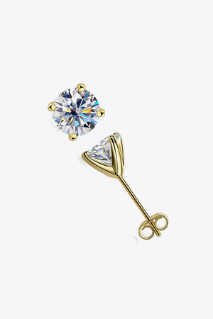 925 Sterling Silver 1 Carat Moissanite 4-Prong Stud Earrings-Teresa's Fashionista LLC