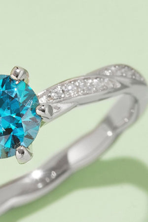 1 Carat Moissanite Contrast 925 Sterling Silver Ring-Teresa's Fashionista LLC