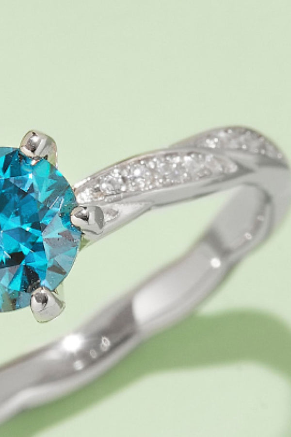 1 Carat Moissanite Contrast 925 Sterling Silver Ring-Teresa's Fashionista LLC