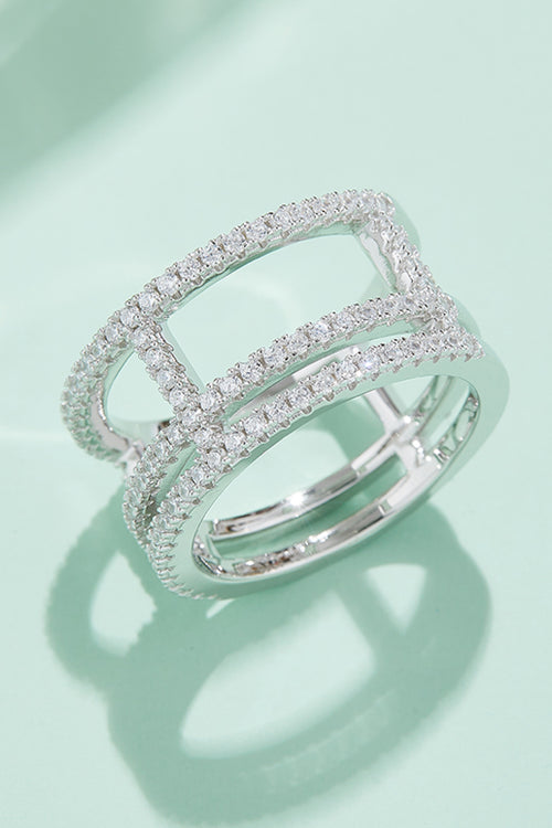 Moissanite Cutout Wide Ring-Teresa's Fashionista LLC