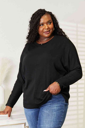 Double Take Seam Detail Round Neck Long Sleeve Top-Teresa's Fashionista LLC