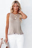 Openwork Tassel Hem Knit Tank-Teresa's Fashionista LLC