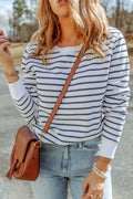 Striped Long Sleeve Round Neck Top-Teresa's Fashionista LLC