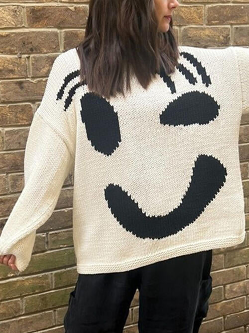 Contrast Drop Shoulder Long Sleeve Sweater-Teresa's Fashionista LLC