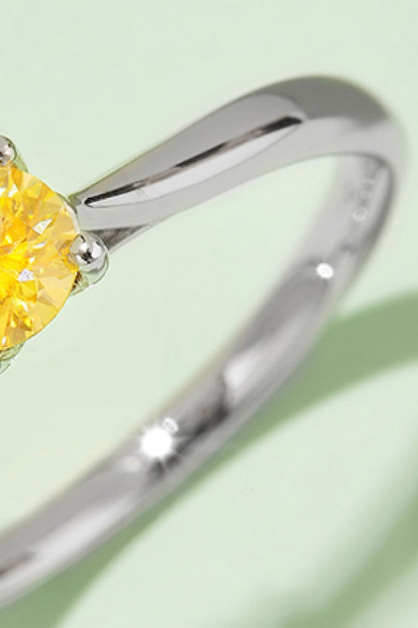Moissanite Contrast 925 Sterling Silver Solitaire Ring-Teresa's Fashionista LLC