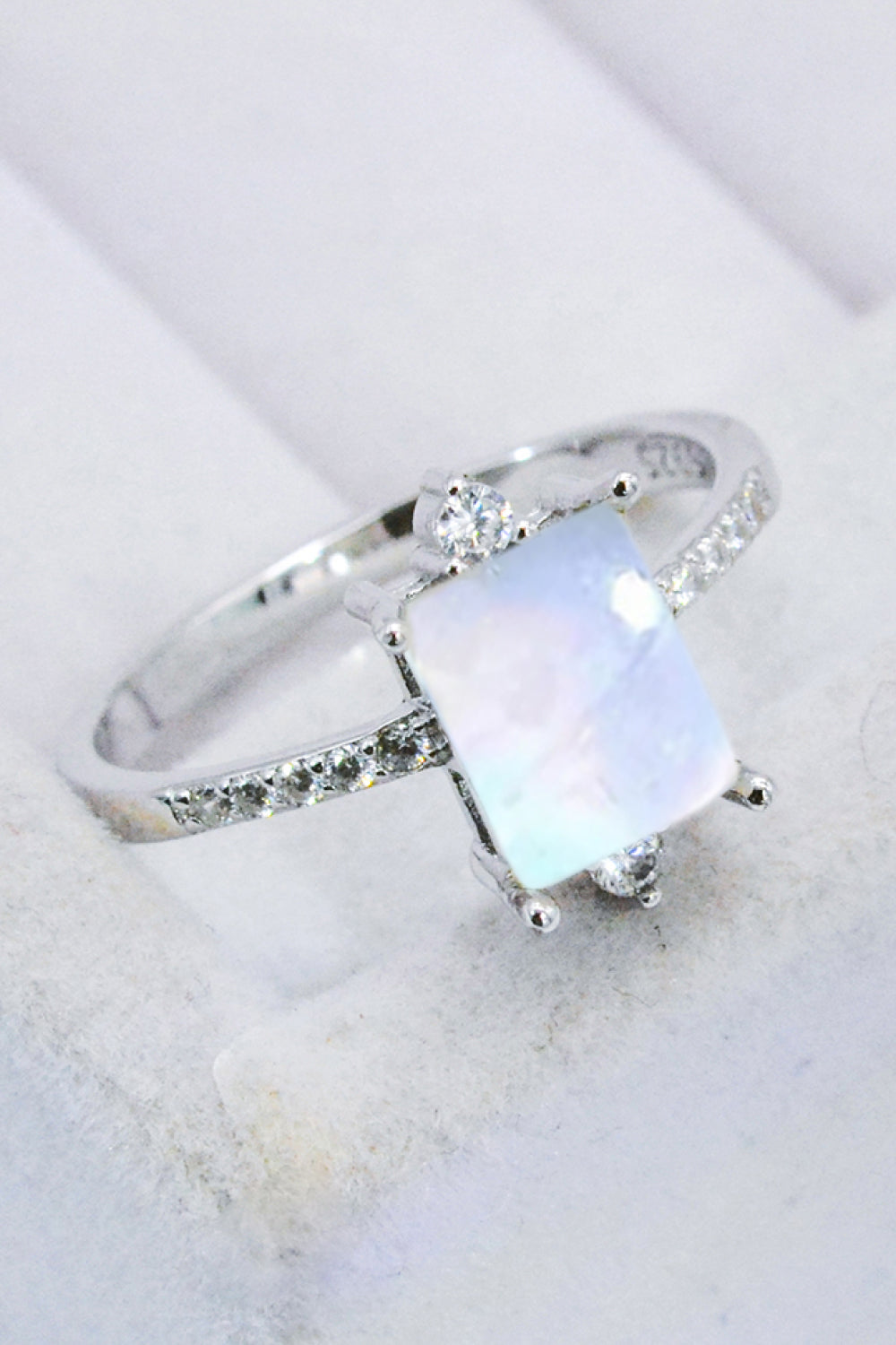 925 Sterling Silver Square Moonstone Ring-Teresa&#39;s Fashionista LLC