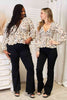 Double Take Printed Tied Plunge Peplum Blouse-Teresa's Fashionista LLC
