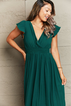 Tied Smocked Waist Flutter Sleeve Dress-Teresa's Fashionista LLC