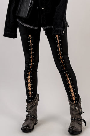 Grommet Lace Up Leggings-Teresa's Fashionista LLC