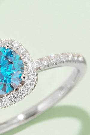 1 Carat Moissanite 925 Sterling Silver Halo Ring-Teresa's Fashionista LLC