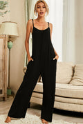 Scoop Neck Spaghetti Strap Jumpsuit with Pockets-Teresa's Fashionista LLC