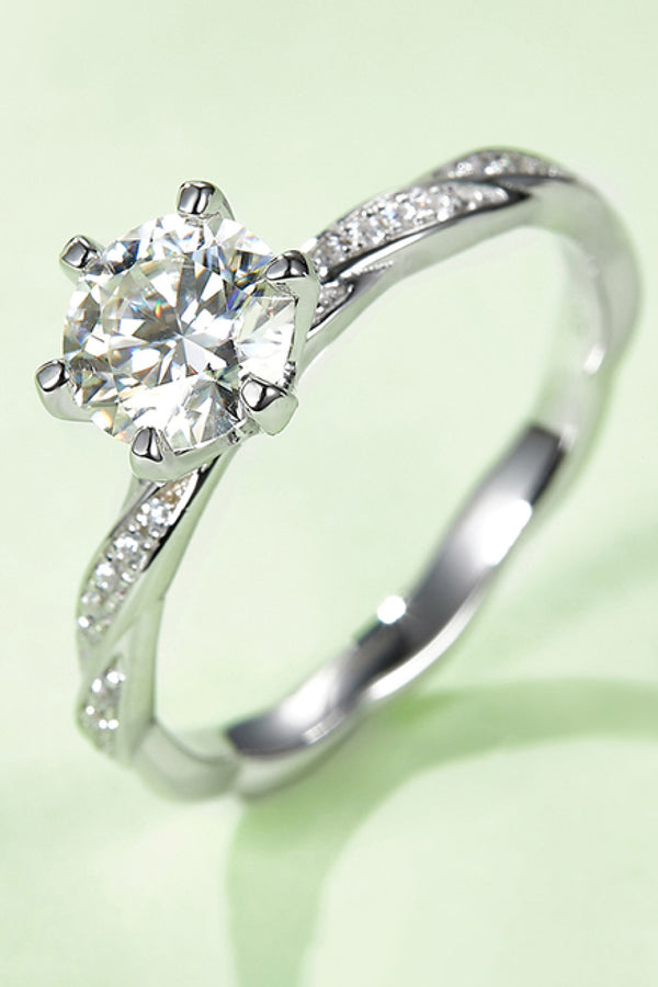 1 Carat Moissanite 925 Sterling Silver Ring-Teresa's Fashionista LLC