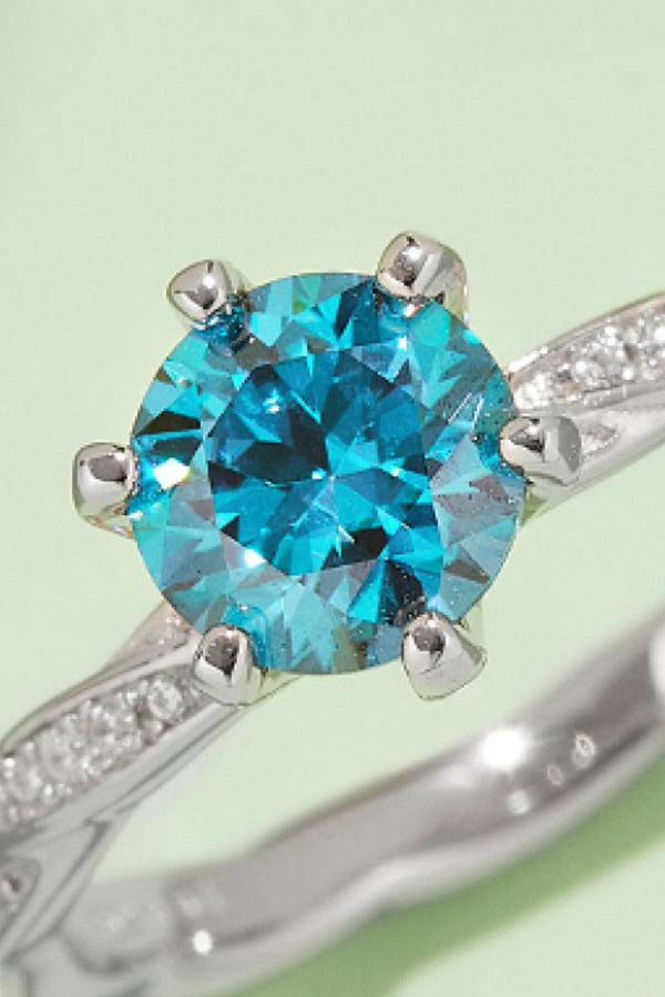 1 Carat Moissanite Contrast 925 Sterling Silver Ring-Teresa's Fashionista LLC