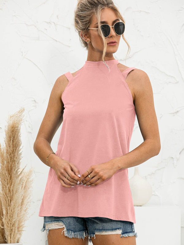 Cutout Mock Neck Tank-Teresa's Fashionista LLC