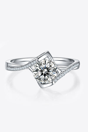 1 Carat Moissanite 925 Sterling Silver Twisted Ring-Teresa's Fashionista LLC