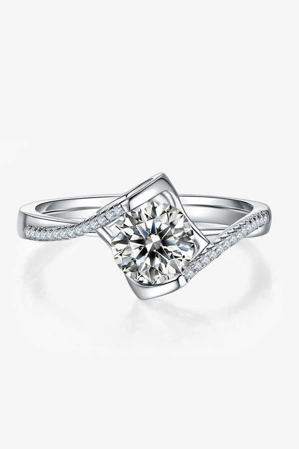 1 Carat Moissanite 925 Sterling Silver Twisted Ring-Teresa's Fashionista LLC