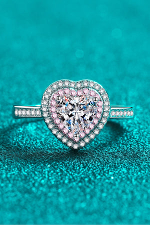 1 Carat Moissanite Heart 925 Sterling Silver Ring-Teresa's Fashionista LLC
