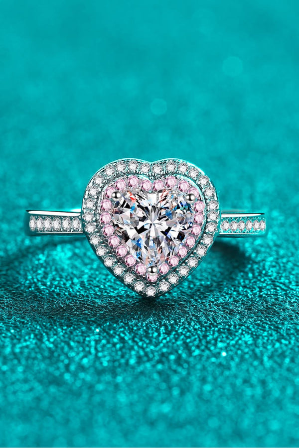 1 Carat Moissanite Heart 925 Sterling Silver Ring-Teresa's Fashionista LLC
