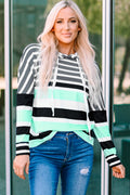 Striped Drawstring Detail Long Sleeve Hoodie-Teresa's Fashionista LLC