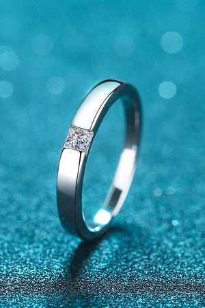 Inlaid Moissanite Rhodium-Plated Ring-Teresa's Fashionista LLC