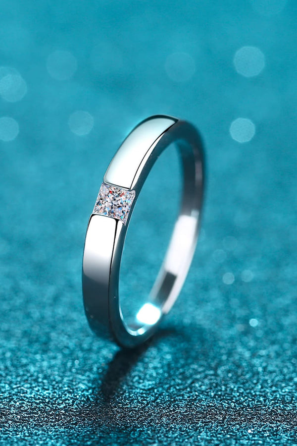 Inlaid Moissanite Rhodium-Plated Ring-Teresa's Fashionista LLC