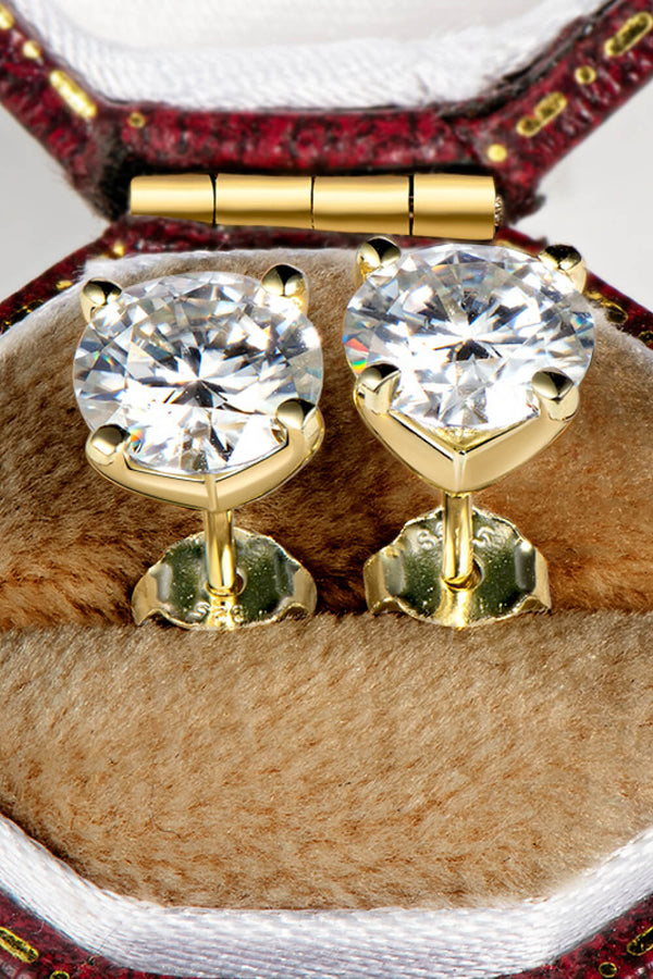 925 Sterling Silver 1 Carat Moissanite 4-Prong Stud Earrings-Teresa's Fashionista LLC