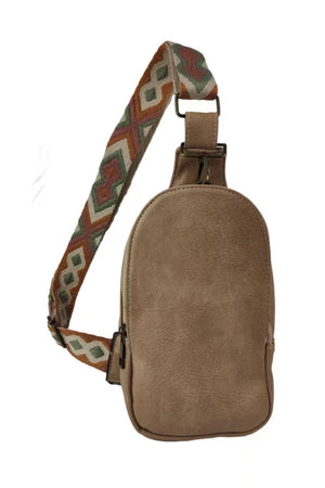 Random Pattern Adjustable Strap PU Leather Sling Bag-Teresa's Fashionista LLC