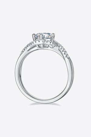 1 Carat Moissanite 925 Sterling Silver Crisscross Ring-Teresa's Fashionista LLC