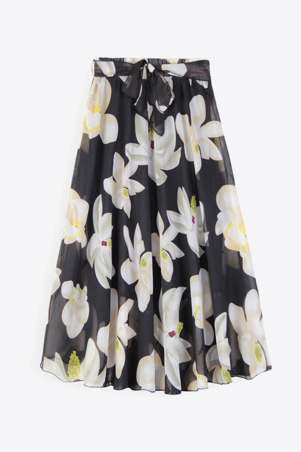 Full Size Floral Tie-Waist Skirt-Teresa's Fashionista LLC