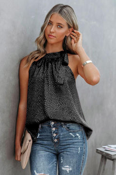 Printed Tied Grecian Neck Tank-Teresa's Fashionista LLC