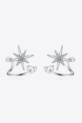 Moissanite Star Rhodium-Plated Earrings-Teresa's Fashionista LLC