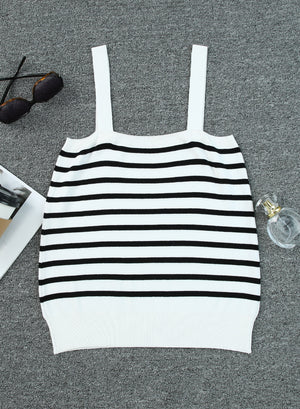 Striped Straight Neck Cami-Teresa's Fashionista LLC