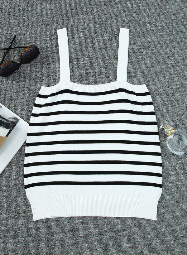Striped Straight Neck Cami-Teresa's Fashionista LLC