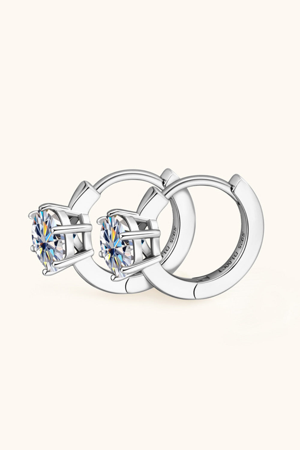 2 Carat Moissanite 925 Sterling Silver Huggie Earrings-Teresa's Fashionista LLC