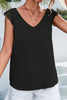Lace Detail Eyelash Trim V-Neck Tank-Teresa's Fashionista LLC