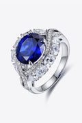 5 Carat Lab-Grown Sapphire Platinum-Plated Ring-Teresa's Fashionista LLC