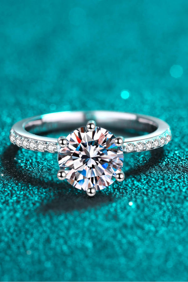 925 Sterling Silver 2 Carat Moissanite Ring-Teresa's Fashionista LLC