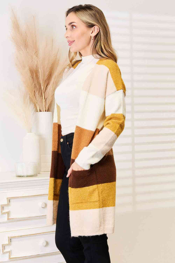 Woven Right Color Block Dropped Shoulder Cardigan-Teresa's Fashionista LLC