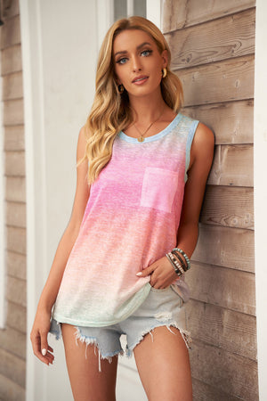 Gradient Pocket Tank-Teresa's Fashionista LLC