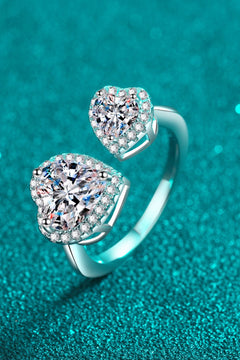 Heart-Shape Moissanite Open Ring-Teresa's Fashionista LLC