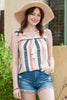 Striped Tassel Tie V-Neck Tank-Teresa's Fashionista LLC