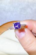 1 Carat Moissanite Platinum-Plated Square Ring-Teresa's Fashionista LLC