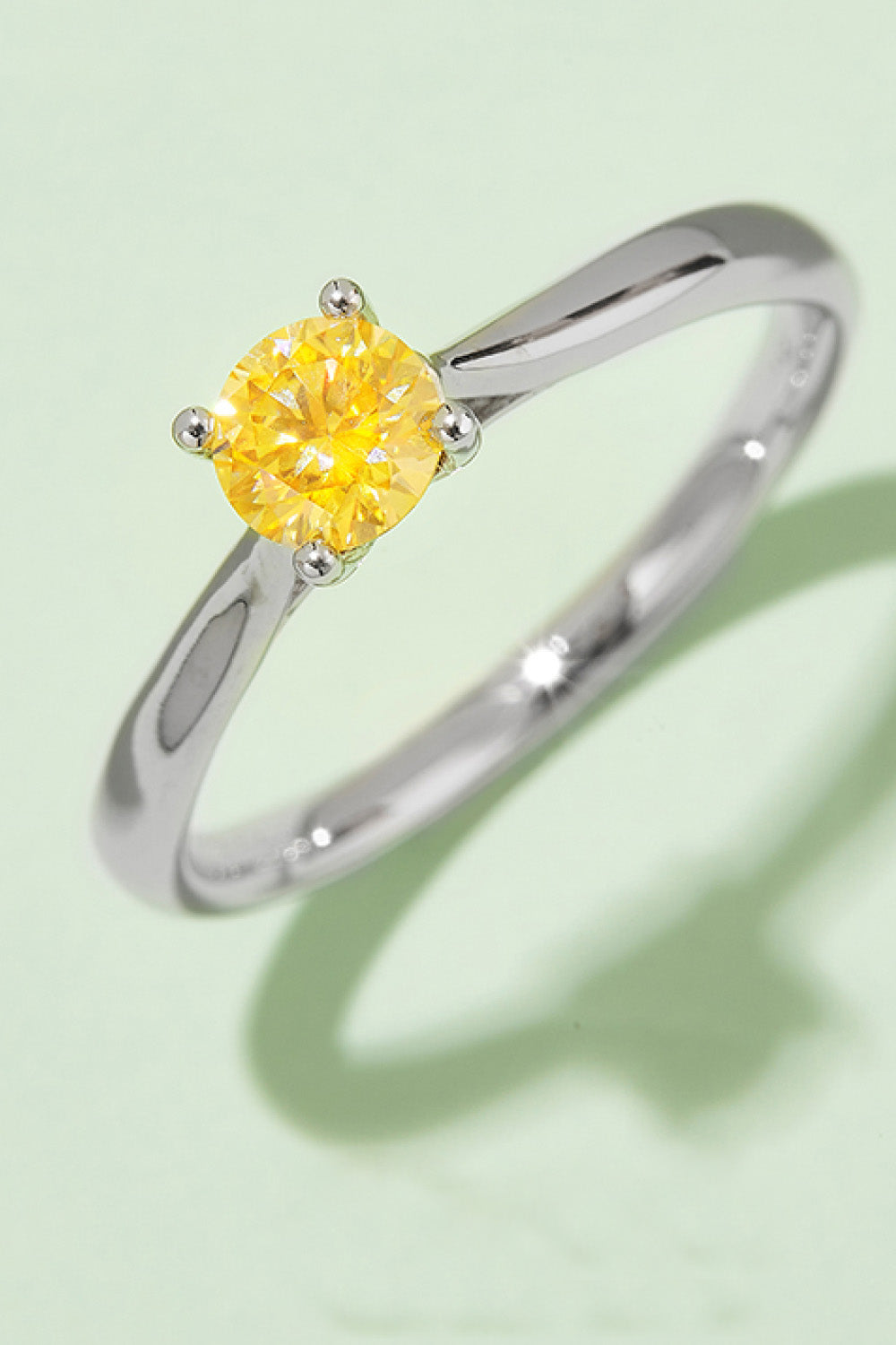 Moissanite Contrast 925 Sterling Silver Solitaire Ring-Teresa&#39;s Fashionista LLC