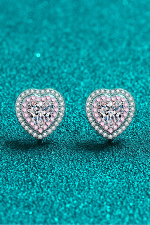 Moissanite Heart-Shaped Stud Earrings-Teresa's Fashionista LLC
