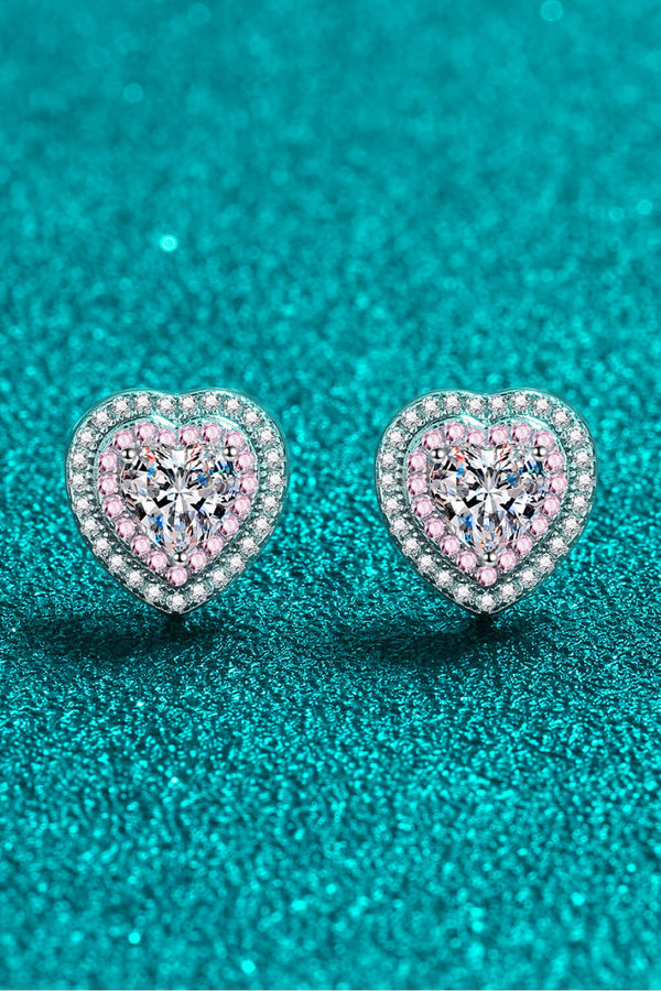 Moissanite Heart-Shaped Stud Earrings-Teresa's Fashionista LLC